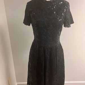 Brooks Brothers Black Lace and Sequin Cocktail Dress